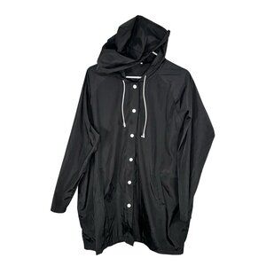 Black Zeagoo XL Hooded Raincoat With Buttons & Pockets